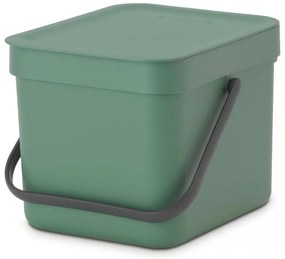Кош за разделно събиране на боклук Brabantia Sort&Go 1003233, 6 л, Дръжка, Възможност за стенен монтаж, Тъмнозелен