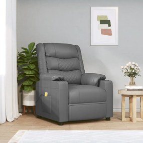 348052 vidaXL Масажен стол, сив, изкуствена кожа