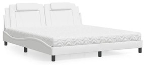 3208811 vidaXL Легло Viana без матрак, бяло, 180x200 см, изкуствена кожа