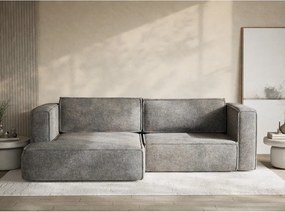 Сив шенилов сгъваем/с място за съхранение ъглов диван (ляв ъгъл) Velto – Maison de Rêve