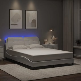 3214097 vidaXL Рамка за легло с LED без матрак Zadar бяла 120x200 см