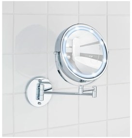 Козметично огледало със светлина/увеличително (5x) ø 17,5 cm Power-Loc Lumi – Wenko