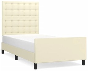 3125539 vidaXL Рамка за легло с табла, кремава, 80x200 см, изкуствена кожа