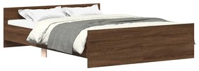 3203795 vidaXL Рамка за легло с горна и долна табла, кафяв дъб, 135x190 см