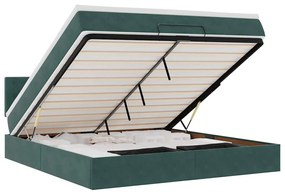 3312779 vidaXL Османска легло с матрак и LED, тъмнозелено, 160x200 см, кадифе