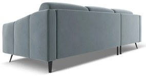 Светлосин кадифен ъглов диван (ляв ъгъл) Nalu – Makamii