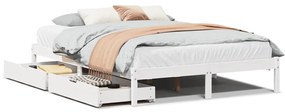 3301439 vidaXL Рамка за легло без матрак, бял, 150x200 см, бор масив