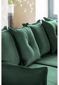 Зелен ъглов диван от велур (десен ъгъл/U-образна форма) Lazy Lukka - Miuform