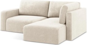 Кремав шенилов сгъваем/с място за съхранение ъглов диван (десен ъгъл/L форма) Kona – Makamii