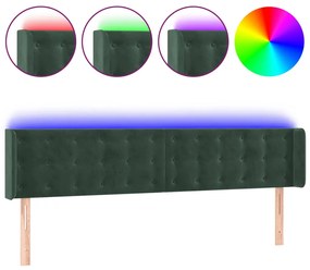 3123733 vidaXL LED горна табла за легло, тъмнозелена, 183x16x78/88 см, кадифе