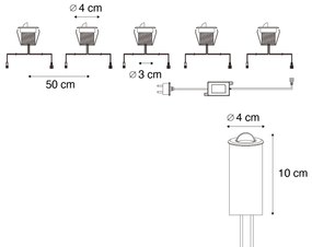 Комплект от 5 модерни наземни прожектора бели с LED IP67 - Linsey