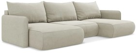 Кремав разтегателен ъглов диван с място за съхранение Nanea – Makamii