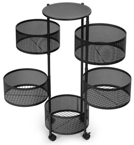 Рафт с кошници в черно на колела