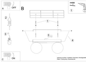 Бяла лампа за таван със стъклен абажур ø 12 cm Umerta - Sollux