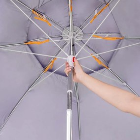 Плажен чадър Muhler YL1039, 200x200 см, UV защита, Стоманена рамка, Регулируем наклон, Лилав