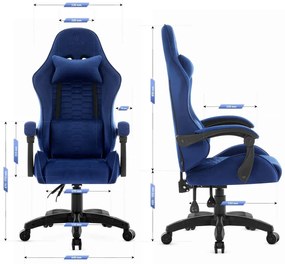 Геймърски стол HC-1000 NAVY - кадифена тъкан