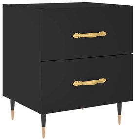 827262 vidaXL Нощно шкафче, черно, 40x35x47,5 см, инженерно дърво