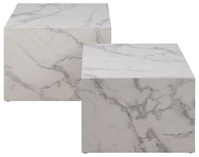 Бели масички за кафе в комплект от 2 бр. от декор от мрамор 58x58 cm Dice – Actona