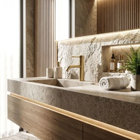 Смесител за мивка Rea Lungo Diamond Brush Gold