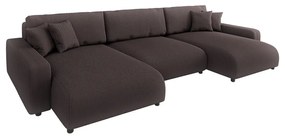 Кафяв ъглов диван с място за съхранение от рипсено кадифе Sara – Ropez