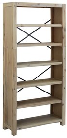 345083 vidaXL Библиотека с 6 рафта, 80x30x170 см, акациево дърво масив