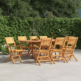 3155063 vidaXL Сгъваеми градински столове, 8 бр, 55x61x90 см, тик масив