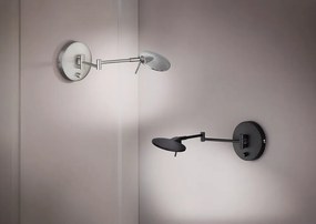 Матово черно LED стенна лампа с огъваща се структура/затъмняваща се Kazan – Trio