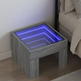 Sonata H Нощна масичка с Infinity LED, сив сонома, 40x40x30 см