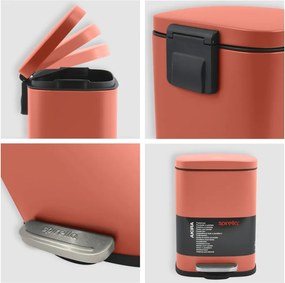 Теракотено стоманено кошче за боклук с педал 5 l Akira – Spirella