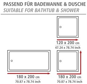 Завеса за душ, която може да се мие, 180 x 200 cm Ginkgo - Wenko