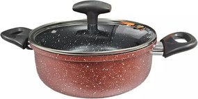 Дълбока тенджера Rosberg R51318G22D, 22 см, 4.3 л, Мраморно покритие, Индукция, Бордо меланж