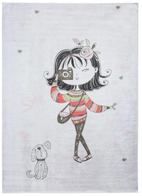 Детски килим за момичешка стая с дама и куче Ширина: 140 см | Дължина: 200 см