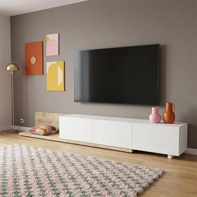 Enstey Megapap melamine TV furniture in sapphire oak - white color 260x41.8x33.5cm.