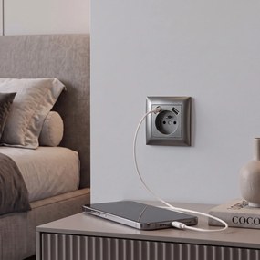 Единичен контакт със заземяване + USB-A USB-C OSTE JNH004-G Grey