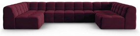 Ъглов диван от кадифе в цвят бордо (U-образен) Kendal - Micadoni Home