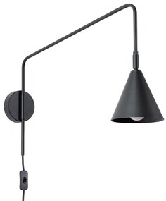 Черна стенна лампа за контакт Zylo – Sollux