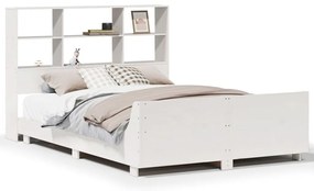 3323693 vidaXL Рамка за легло без матрак, бял, 120x200 см, бор масив