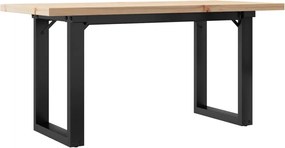 3282730 vidaXL Кафе маса О-образна рамка 90x40x45,5 см бор масив и стомана