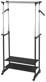 Метална телескопична подвижна закачалка за дрехи All In Black - Wenko