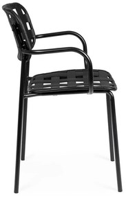 Черни градински столове в комплект от 4 бр. метални Clover – Bizzotto