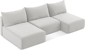 Светлосив кадифен сгъваем/с място за съхранение ъглов диван (U форма) Kalena – Makamii