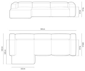 Зелен ъглов диван от рипсено кадифе (ляв ъгъл) Bergano – Cosmopolitan Design