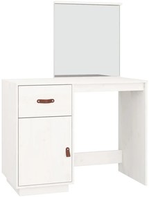 820088 vidaXL Тоалетка, Бял, 95x50x134 см, борово дърво масив