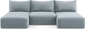 Син кадифен сгъваем/с място за съхранение ъглов диван (U форма) Kalena – Makamii