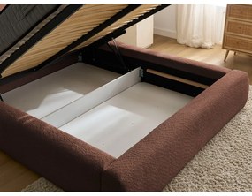 Оранжево тапицирано двойно легло с място за съхранение с включена подматрачна рамка 160x200 cm Orlane – Bobochic Paris