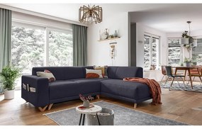 Антрацитен разтегателен/с място за съхранение ъглов диван (десен ъгъл/L форма) Classy Sophie – Miuform