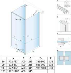 Душ кабина Rea Atlas 80x80 Brush Gold