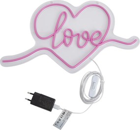 Неоновa стенна лампа розова с LED - Love