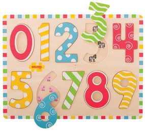 Bigjigs - Дървен пъзел - Цифри - От 0 до 9
