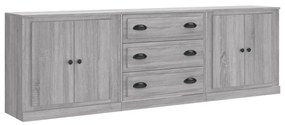 3185221 vidaXL Сайдборди, 3 бр, сив сонома, инженерно дърво